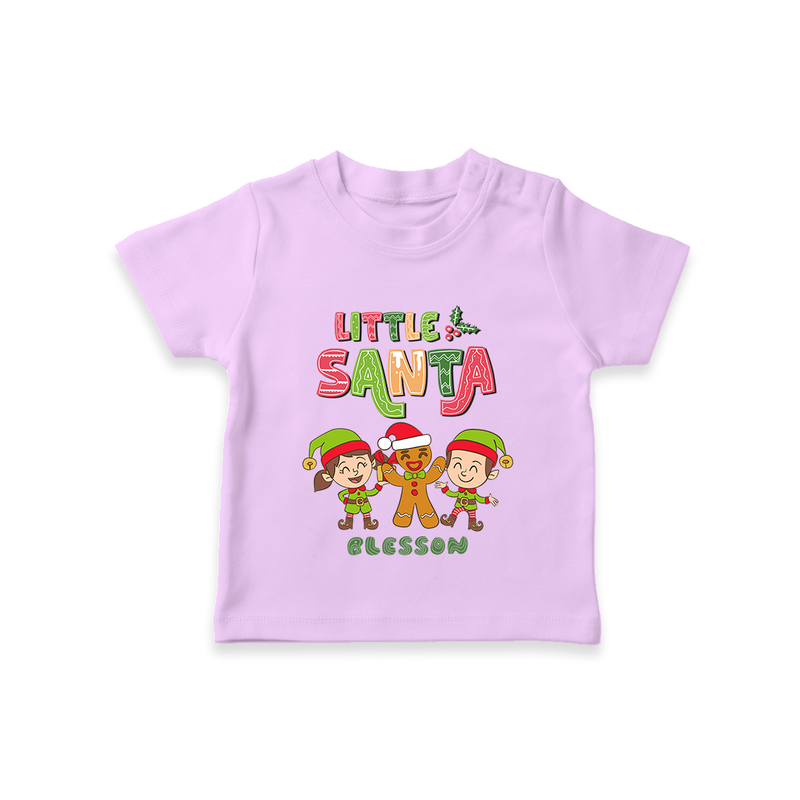 Little' Santa - Kids T-Shirt With Customized Name - LILAC - 0-5 Months Old (Chest 17")