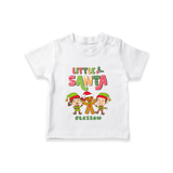 Little' Santa - Kids T-Shirt With Customized Name - WHITE - 0-5 Months Old (Chest 17")