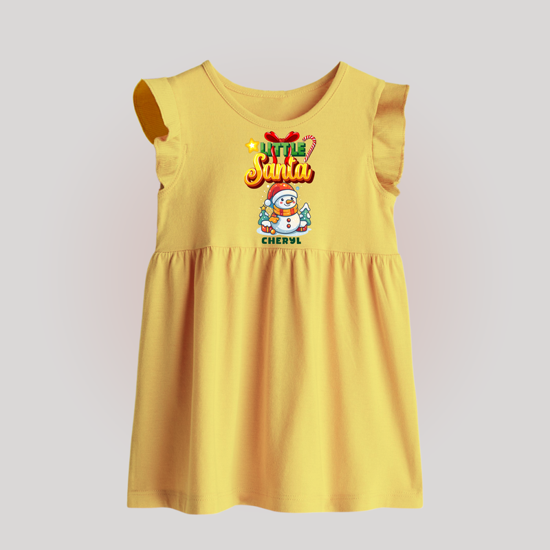 Little' Santa - Personalized Baby Frock For Your Little One - YELLOW - 0 - 3 Months Old (Chest 17")