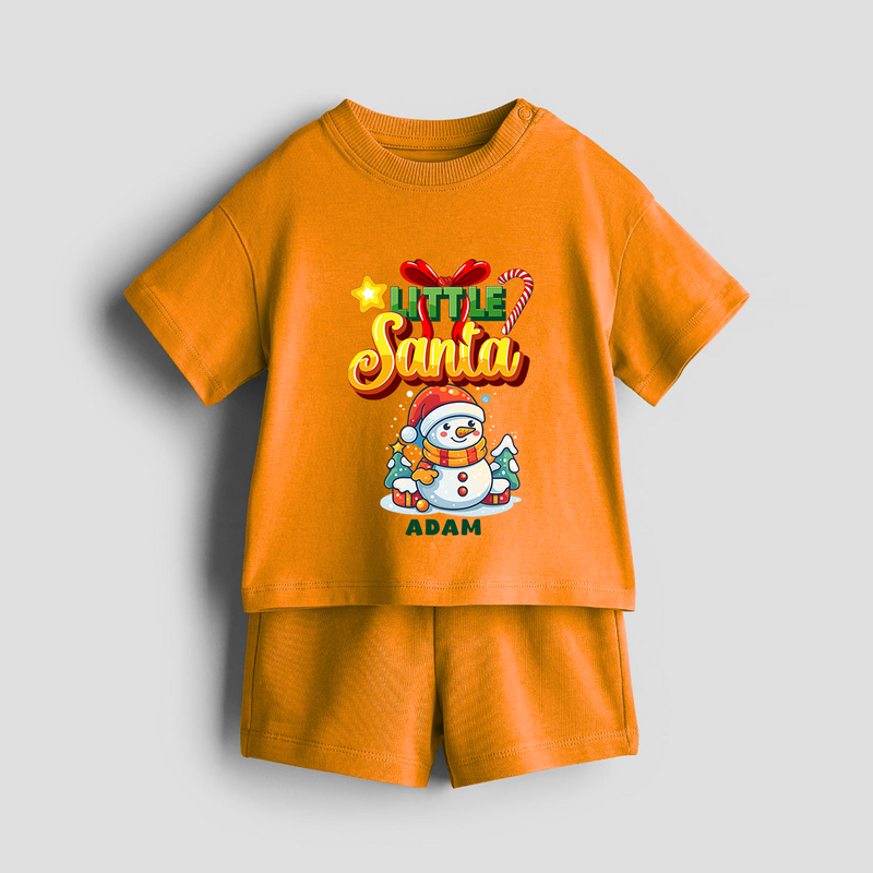 Little' Santa - Personalized Co-ord Set For Your Little One - TANGERINE - 0-5 months old  (Chest 18")