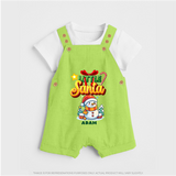 Little' Santa - Personalized Dungaree Set For Your Little One - GREEN - 0 - 5 Months Old (Chest 18")