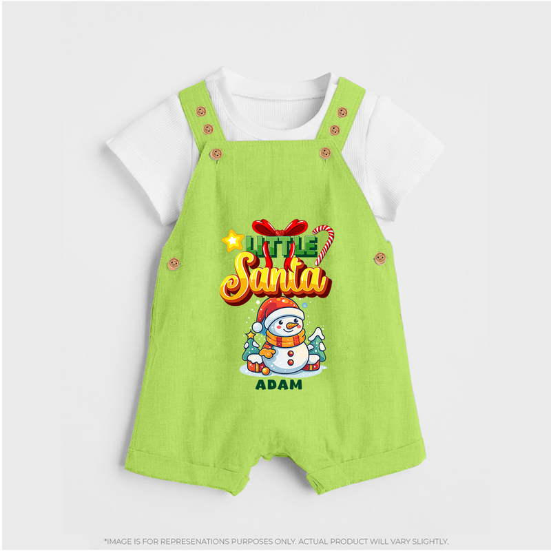 Little' Santa - Personalized Dungaree Set For Your Little One - GREEN - 0 - 5 Months Old (Chest 18")