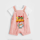 Little' Santa - Personalized Dungaree Set For Your Little One - PEACH - 0 - 5 Months Old (Chest 18")