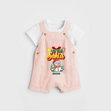 Little' Santa - Personalized Dungaree Set For Your Little One - PEACH - 0 - 5 Months Old (Chest 18")