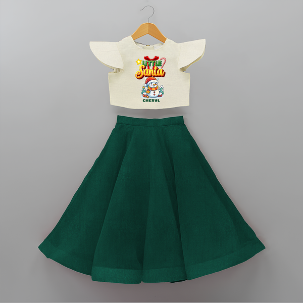 Little' Santa - Personalized Crop Top And Skirt For Your Little One - BOTTLE GREEN - 6 - 9 Months Old (Chest 20" , Frock Waist 20")