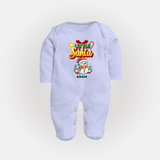 Little' Santa - Personalized Baby Sleep Suit For Your Little One - BABY BLUE - New Born (Chest 7.5")