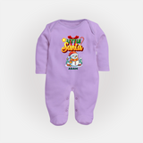 Little' Santa - Personalized Baby Sleep Suit For Your Little One - LILAC - New Born (Chest 7.5")