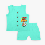 Little' Santa - Personalized Jabla Set For Your Little One - AQUA GREEN - 0 - 3 Months Old (Chest 9.8")