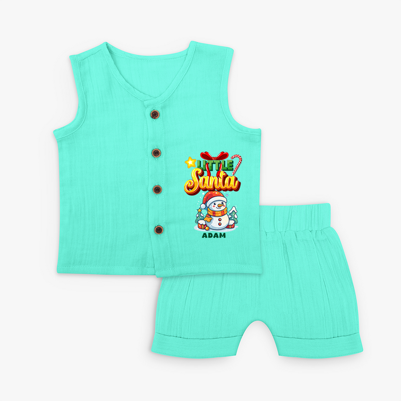 Little' Santa - Personalized Jabla Set For Your Little One - AQUA GREEN - 0 - 3 Months Old (Chest 9.8")