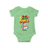 Little' Santa - Personalized Romper For Your Little One - GREEN - 0 - 3 Months Old (Chest 16")