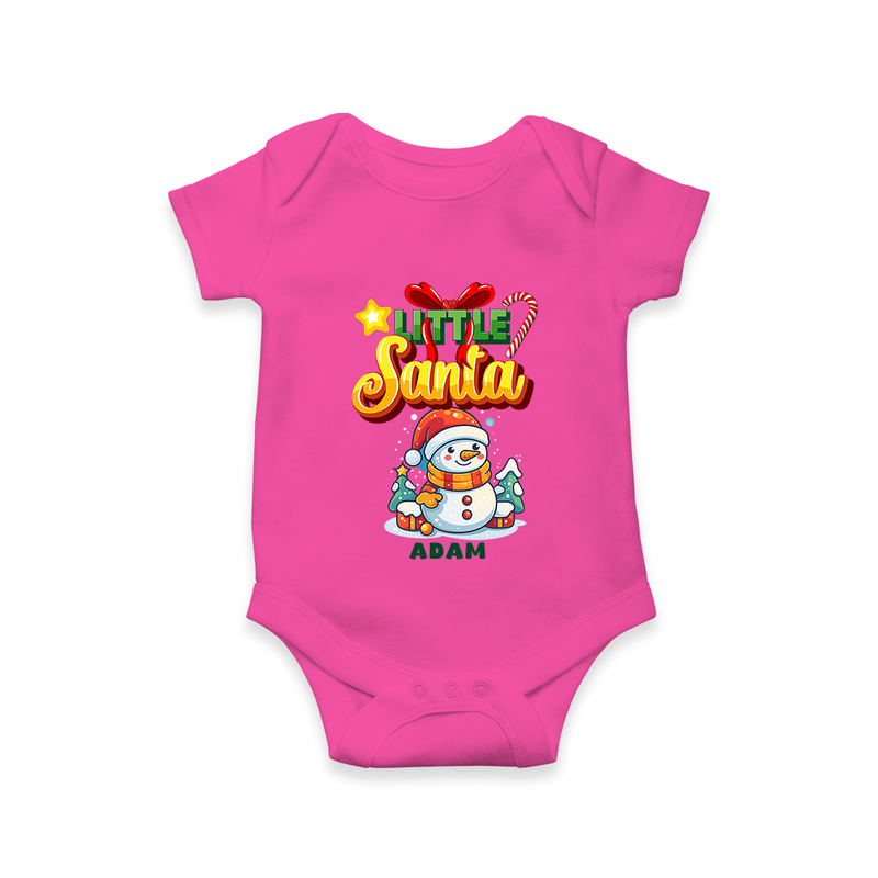 Little' Santa - Personalized Romper For Your Little One - HOT PINK - 0 - 3 Months Old (Chest 16")