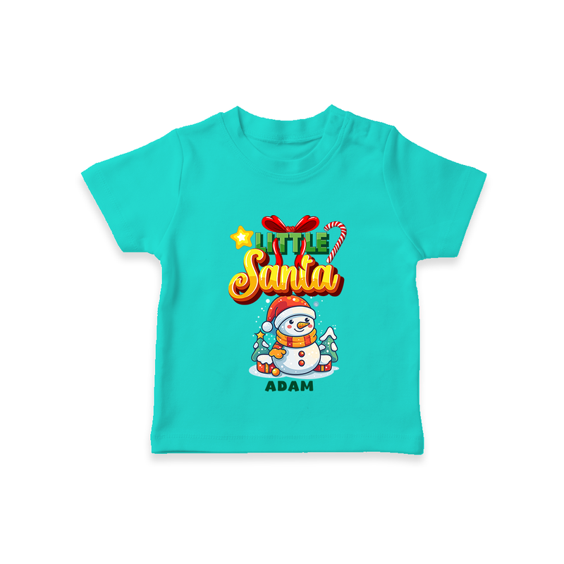 Little' Santa - Personalized T-Shirt For Your Little One - TEAL - 0-5 Months Old (Chest 17")