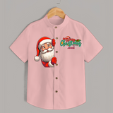 Merry Christmas -Special Edition Customized Shirts For kids - PEACH - 0 - 6 Months Old (Chest 23")