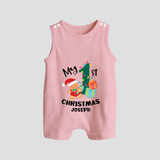 My 1st Christmas - Personalized Kids Romper Suit For Christmas - BABY PINK - 0 - 5 Months Old (Chest 18")