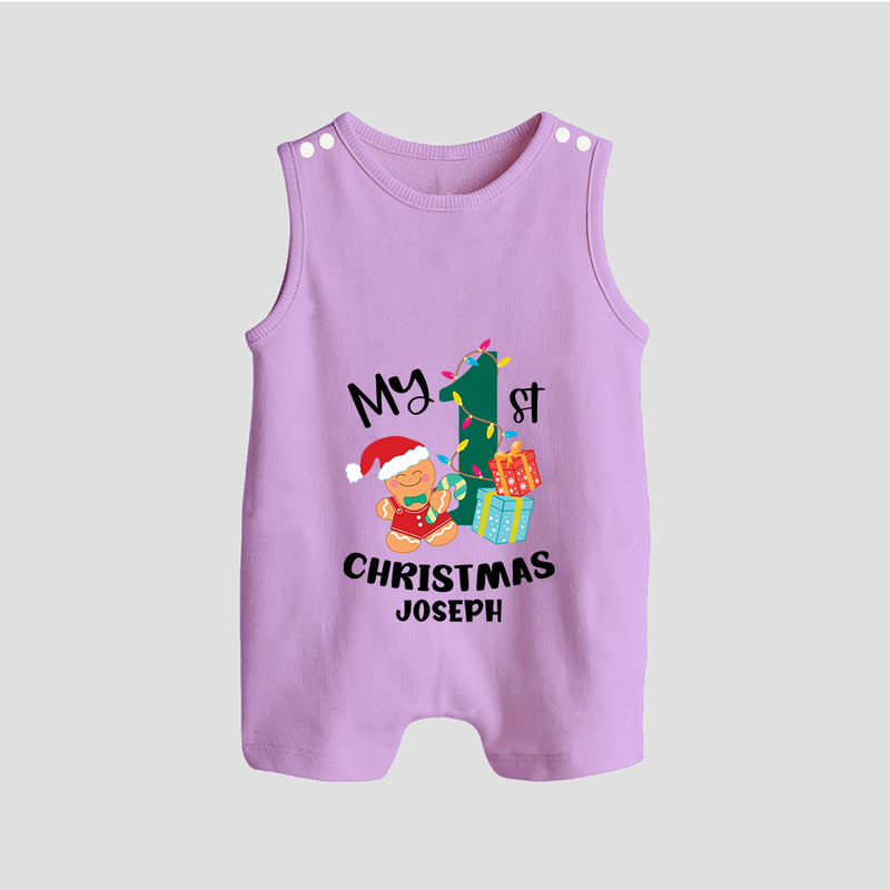 My 1st Christmas - Personalized Kids Romper Suit For Christmas - LILAC - 0 - 5 Months Old (Chest 18")