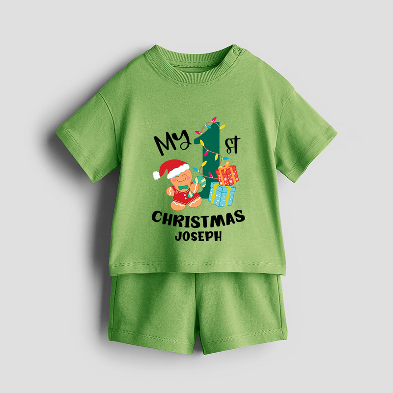 My 1st Christmas - Personalized Kids Co-ord Set For Christmas - KIWI GREEN - 0-5 months old  (Chest 18")