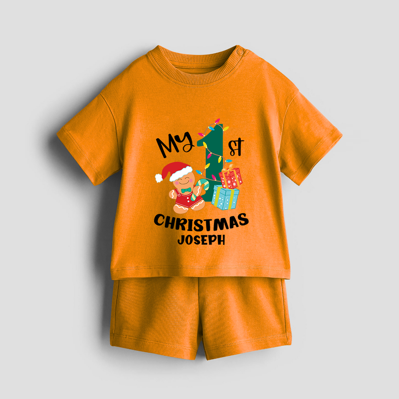 My 1st Christmas - Personalized Kids Co-ord Set For Christmas - TANGERINE - 0-5 months old  (Chest 18")