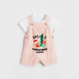 My 1st Christmas - Personalized Kids Dungaree Set For Christmas - PEACH - 0 - 5 Months Old (Chest 18")