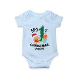 My 1st Christmas - Personalized Baby Romper For Christmas - BABY BLUE - 0 - 3 Months Old (Chest 16")