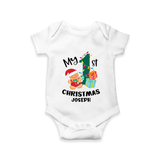 My 1st Christmas - Personalized Baby Romper For Christmas - WHITE - 0 - 3 Months Old (Chest 16")