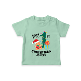 My 1st Christmas - Personalized Kids T-Shirt For Christmas - MINT GREEN - 0-5 Months Old (Chest 17")