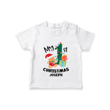 My 1st Christmas - Personalized Kids T-Shirt For Christmas - WHITE - 0-5 Months Old (Chest 17")