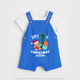 My 1st Christmas - Personalized Kids Dungaree Set For Christmas - COBALT BLUE - 0 - 5 Months Old (Chest 18")