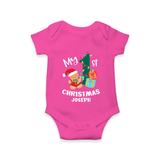 My 1st Christmas - Personalized Baby Romper For Christmas - HOT PINK - 0 - 3 Months Old (Chest 16")