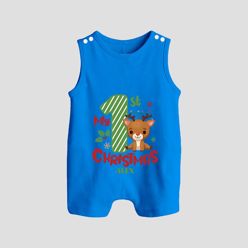 My 1st Christmas - Customized Romper Suit For Christmas - ROYAL BLUE - 0 - 5 Months Old (Chest 18")