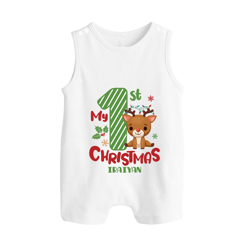 My First Christmas – Personalized   Romper Suit - WHITE - 0 - 5 Months Old (Chest 18")