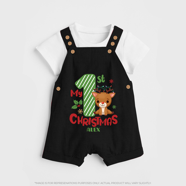 My 1st Christmas - Customized Dungaree Set For Christmas - BLACK - 0 - 5 Months Old (Chest 18")