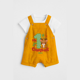 My 1st Christmas - Customized Dungaree Set For Christmas - CHROME YELLOW - 0 - 5 Months Old (Chest 18")