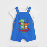 My 1st Christmas - Customized Dungaree Set For Christmas - COBALT BLUE - 0 - 5 Months Old (Chest 18")