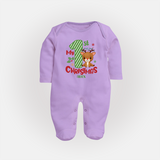 My 1st Christmas - Customized Baby Sleep Suit For Christmas - LILAC - New Born (Chest 7.5")