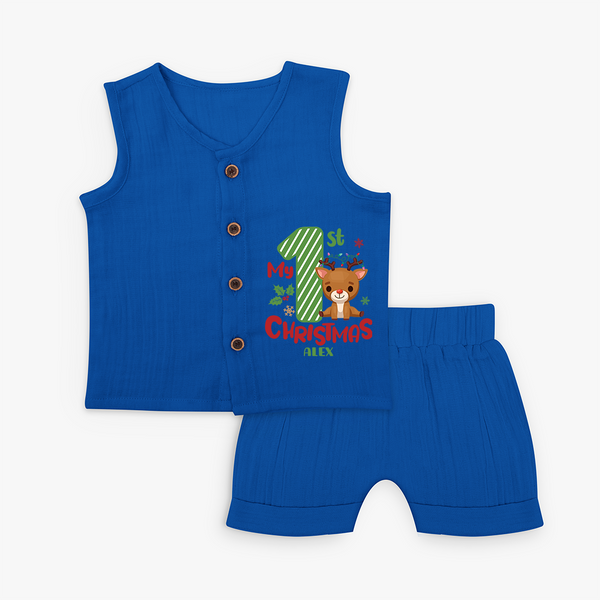 My 1st Christmas - Customized Jabla Set For Christmas - MIDNIGHT BLUE - 0 - 3 Months Old (Chest 9.8")