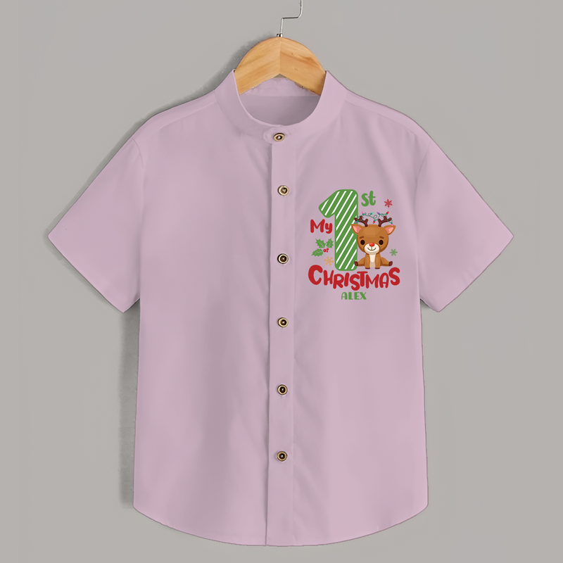 My 1st Christmas - Customized Shirt For Christmas - PINK - 0 - 6 Months Old (Chest 23")