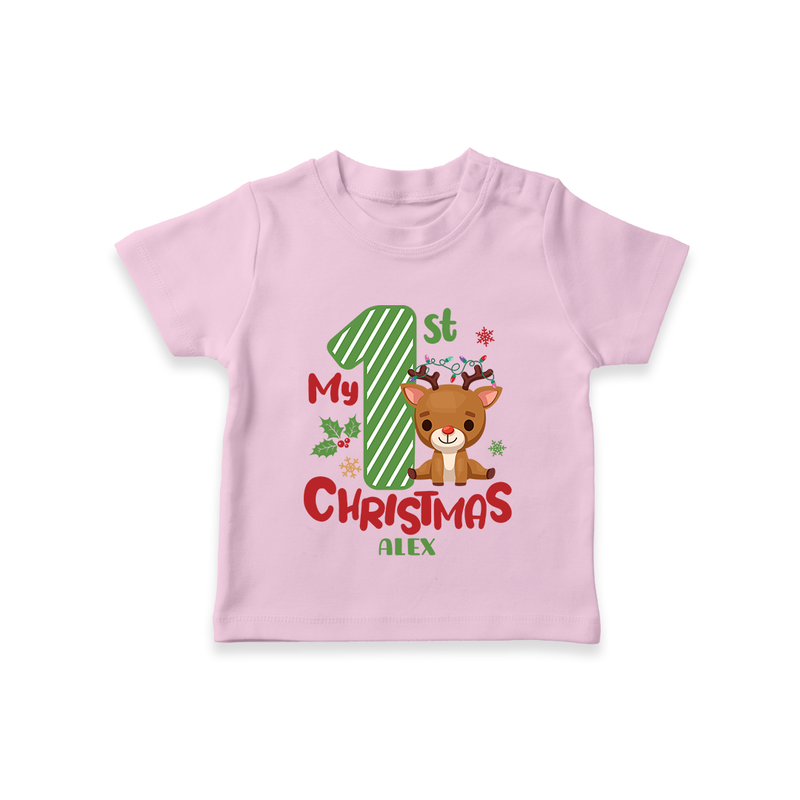 My 1st Christmas - Customized T-Shirt For Christmas - PINK - 0-5 Months Old (Chest 17")