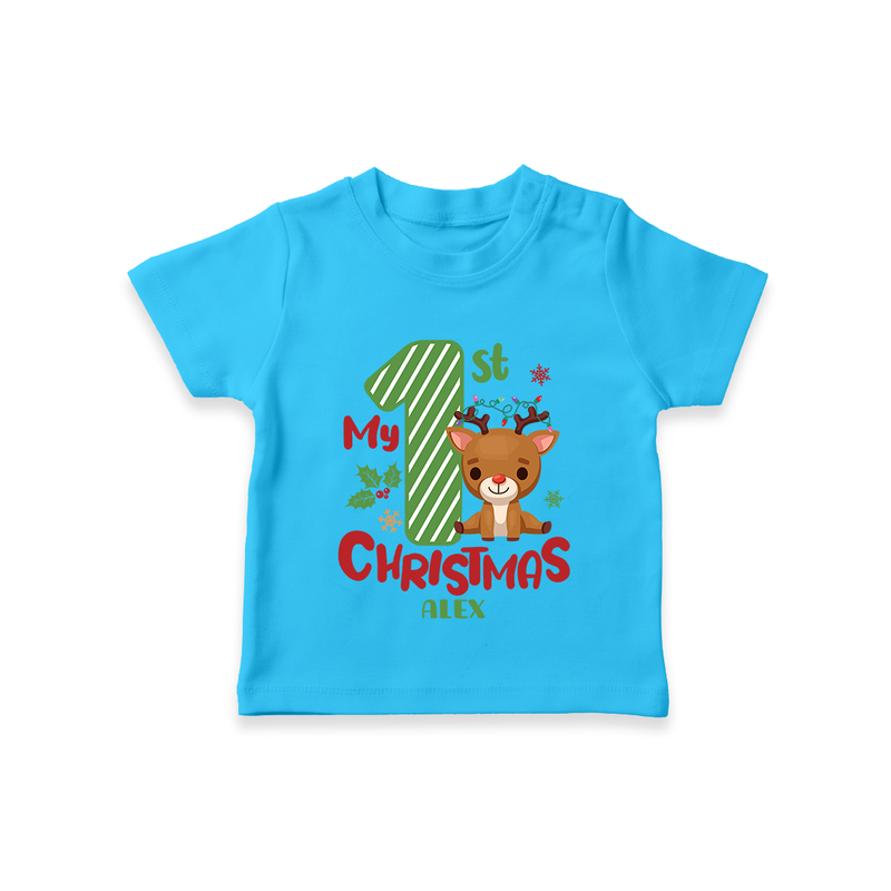 My 1st Christmas - Customized T-Shirt For Christmas - SKY BLUE - 0-5 Months Old (Chest 17")