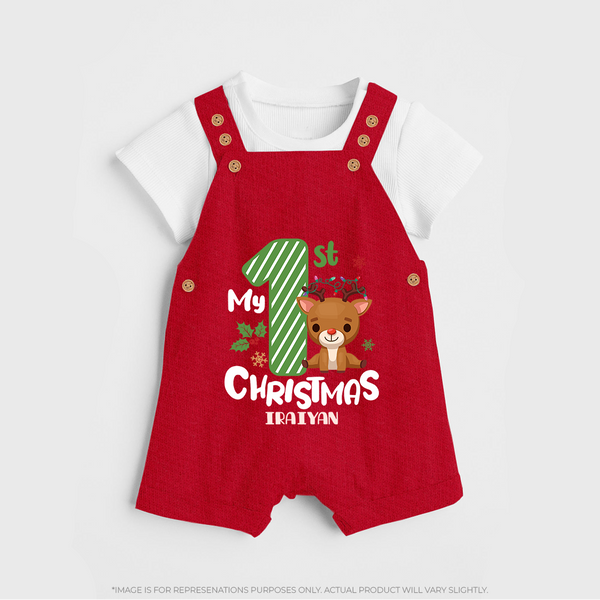 My First Christmas – Personalized   Dungaree - RED - 0 - 5 Months Old (Chest 18")