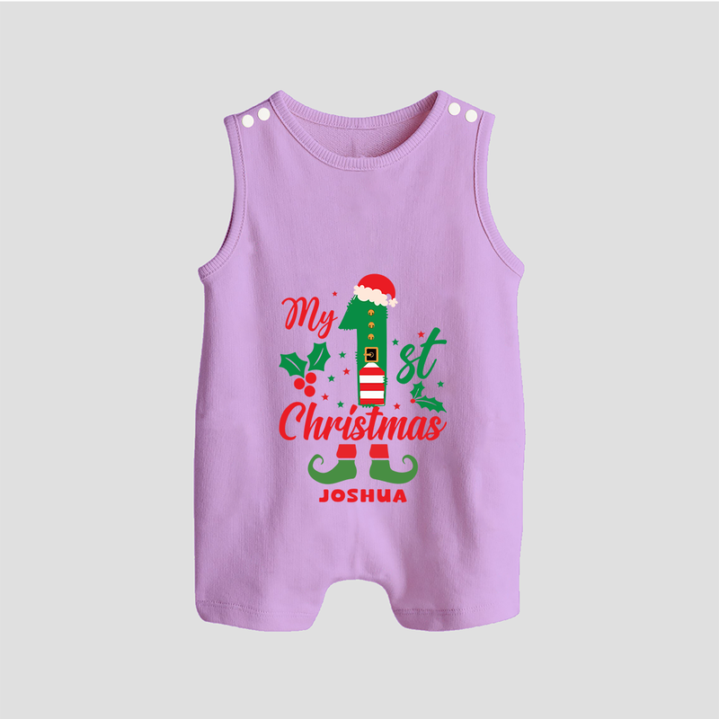 My 1st Christmas - Custom-made Romper Suit For Christmas - LILAC - 0 - 5 Months Old (Chest 18")