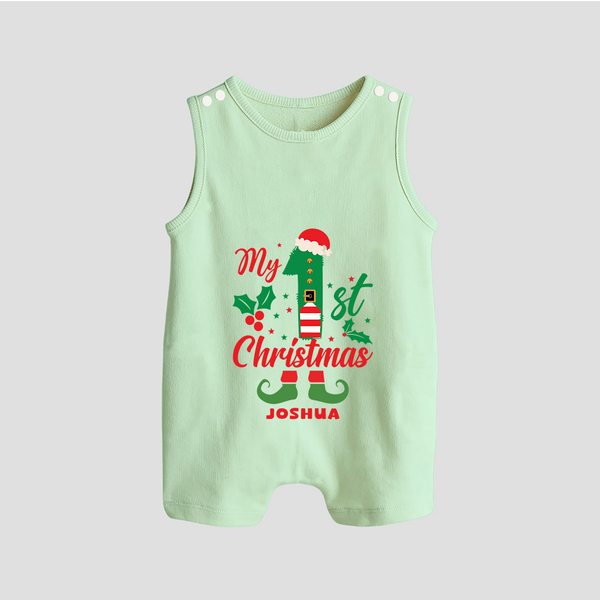 My 1st Christmas - Custom-made Romper Suit For Christmas - MINT GREEN - 0 - 5 Months Old (Chest 18")