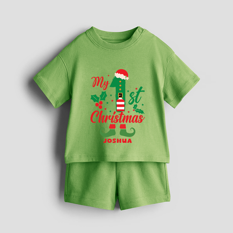 My 1st Christmas - Custom-made Co-ord Set For Christmas - KIWI GREEN - 0-5 months old  (Chest 18")