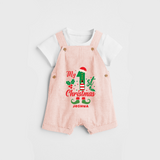 My 1st Christmas - Custom-made Dungaree Set For Christmas - PEACH - 0 - 5 Months Old (Chest 18")