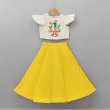 My 1st Christmas - Custom-made Crop Top And Skirt For Christmas - YELLOW - 6 - 9 Months Old (Chest 20" , Frock Waist 20")