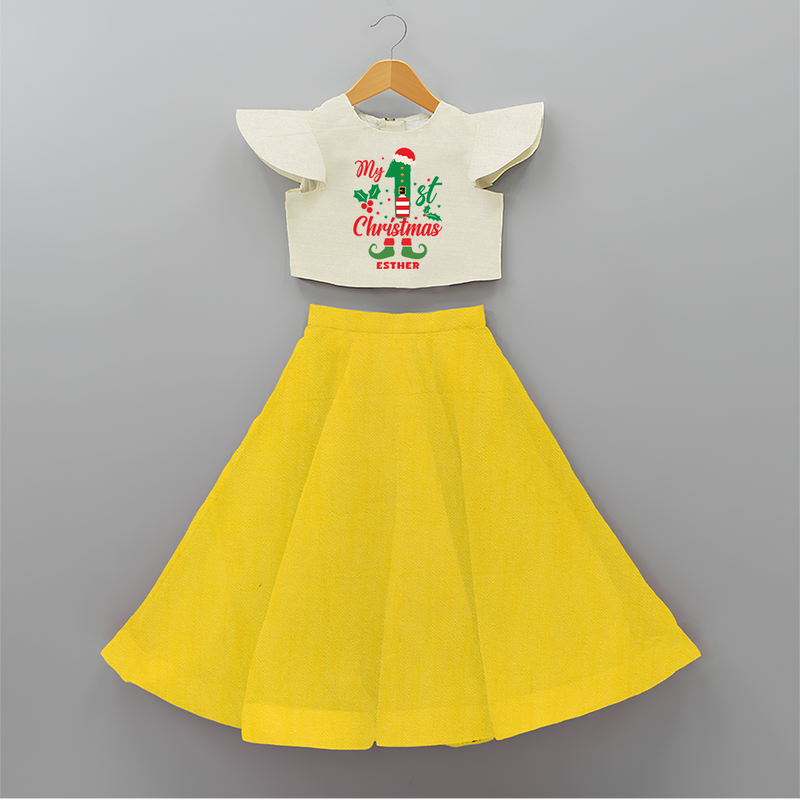 My 1st Christmas - Custom-made Crop Top And Skirt For Christmas - YELLOW - 6 - 9 Months Old (Chest 20" , Frock Waist 20")