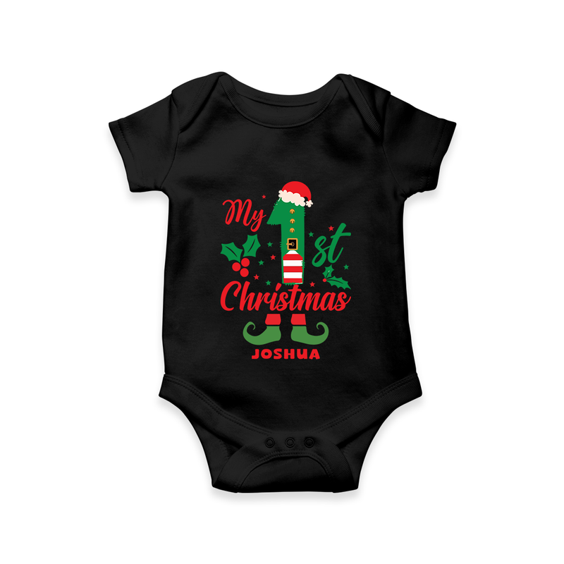 My 1st Christmas - Custom-made Romper For Christmas - BLACK - 0 - 3 Months Old (Chest 16")