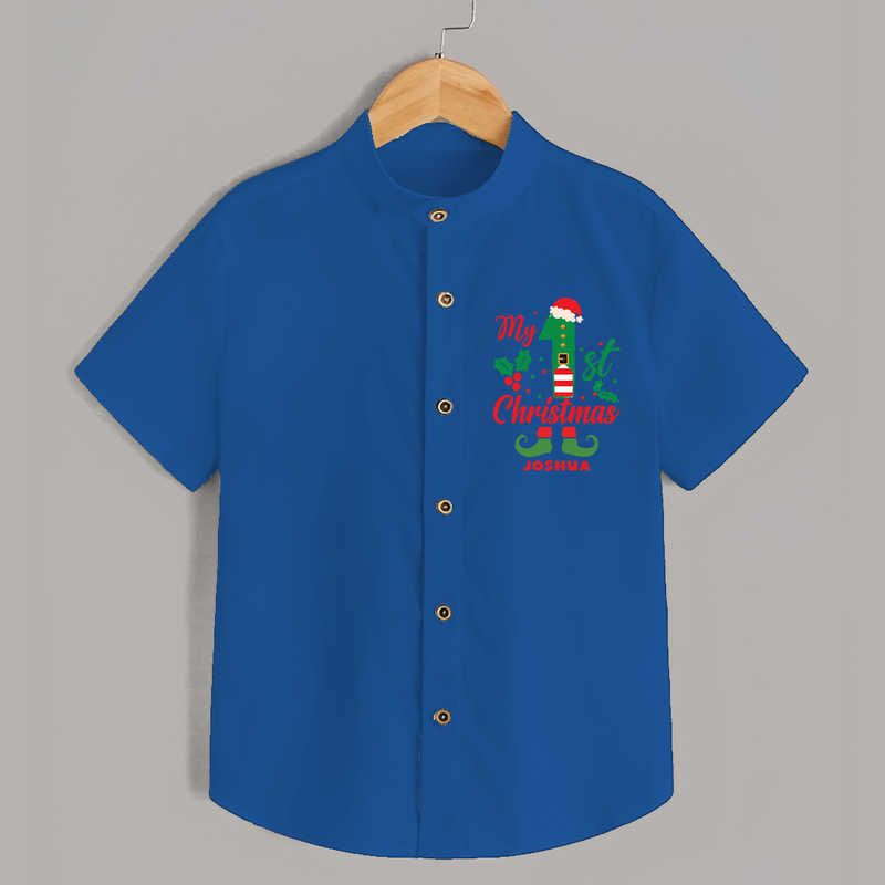 My 1st Christmas - Custom-made Shirt For Christmas - COBALT BLUE - 0 - 6 Months Old (Chest 23")