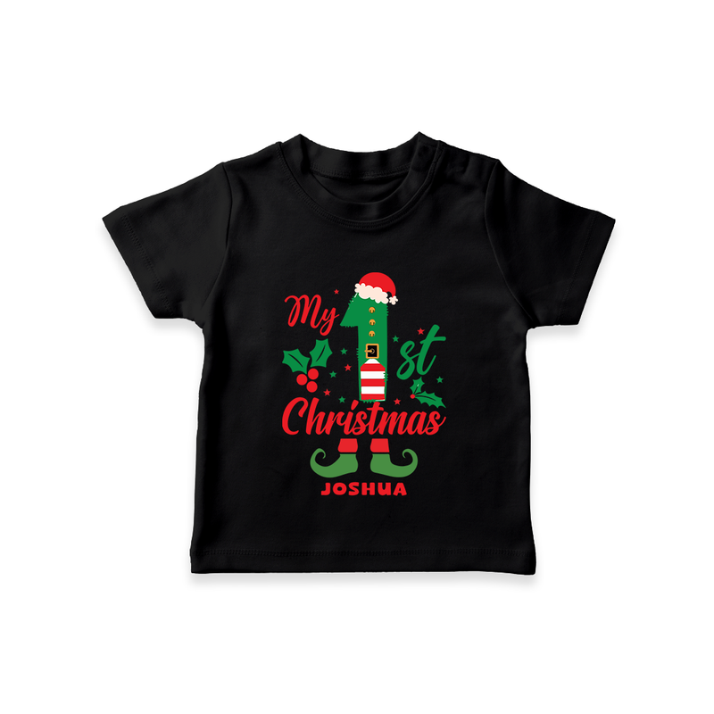 My 1st Christmas - Custom-made T-Shirt For Christmas - BLACK - 0-5 Months Old (Chest 17")