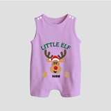 "Little Elf" - Christmas Themed Romper Suit With Customized name - LILAC - 0 - 5 Months Old (Chest 18")