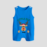 "Little Elf" - Christmas Themed Button Romper With Customized name - ROYAL BLUE - 0 - 5 Months Old (Chest 18")